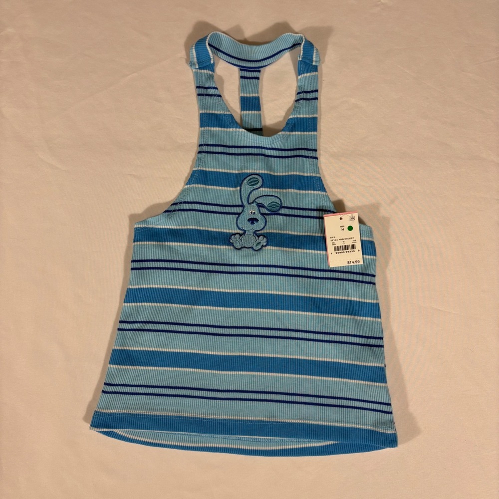 Blue's Clues Y2K Sleeveless Top Graphic Ribbed Stripe Medium Nickelodeon